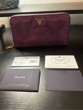 Authentic Prada Tessuto Nylon Zip-Around Long Wallet – Violet/Purple